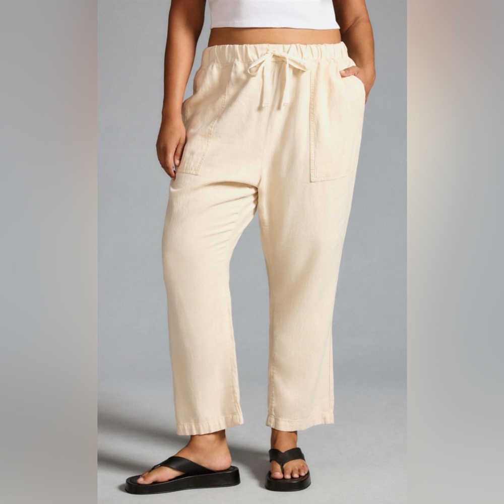 Anthropologie - Pilcro Drawstring Linen Cream Pants, size XXS